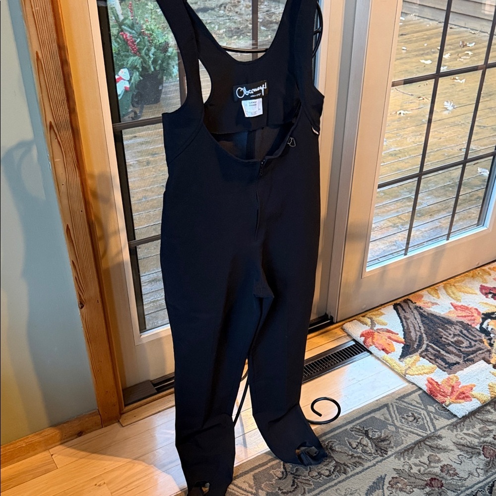 Obermeyer Vintage Womens Black Wool Blend Ski Bib Stirrup Pants Japan Size 12R